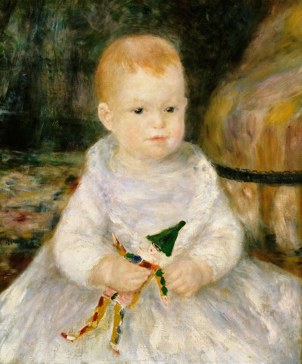 Criança com um palhaço de brinquedo de Pierre Auguste Renoir