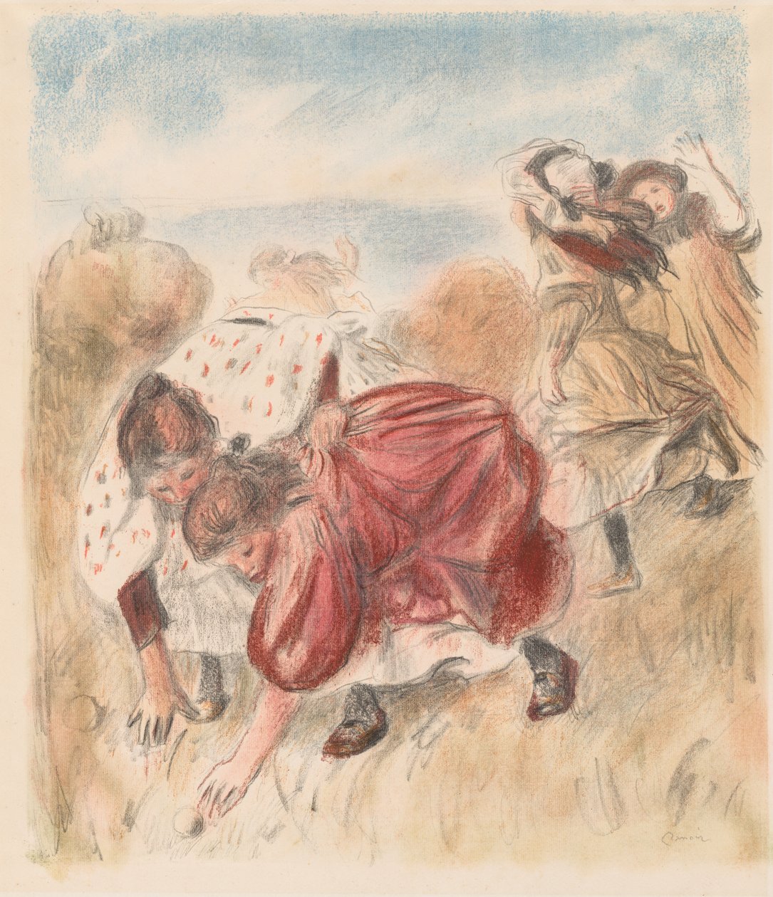Crianças brincando de bola, 1900. de Pierre Auguste Renoir