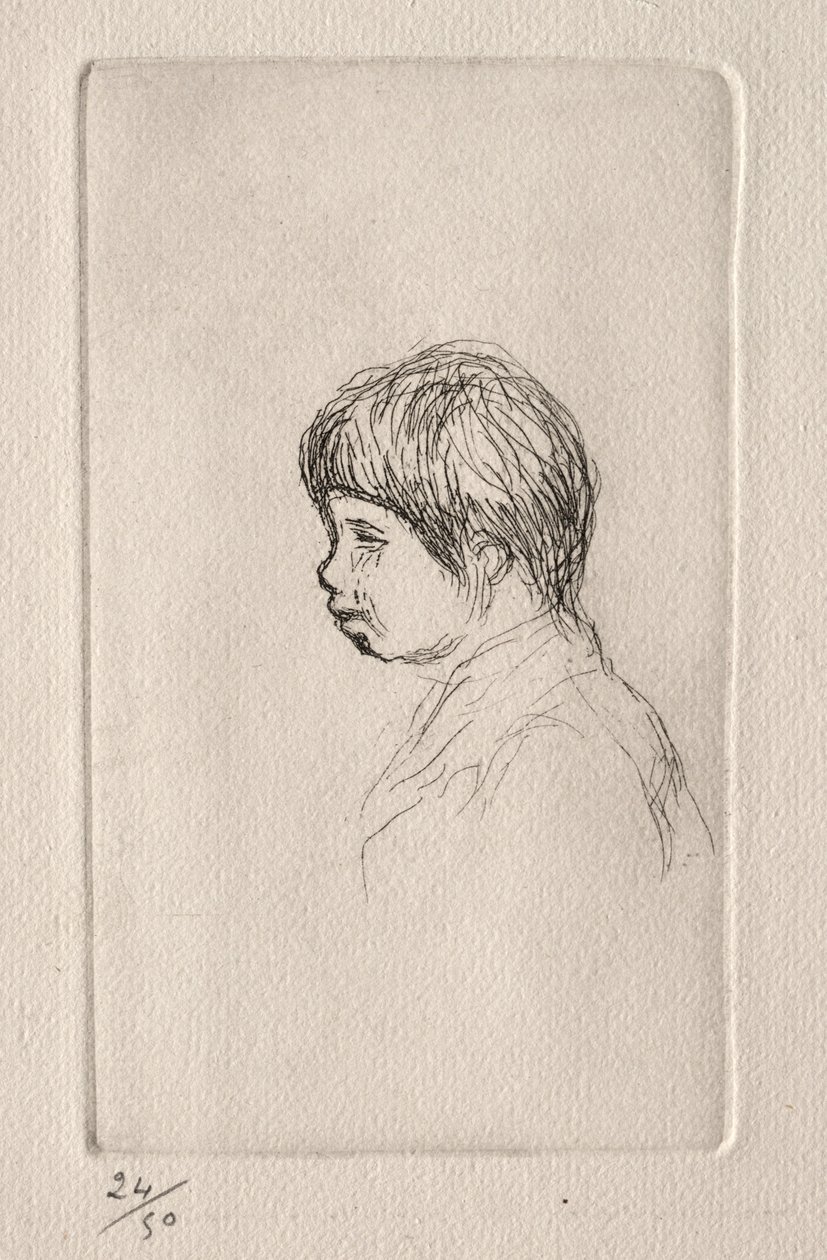 Claude Renoir, de perfil. de Pierre Auguste Renoir