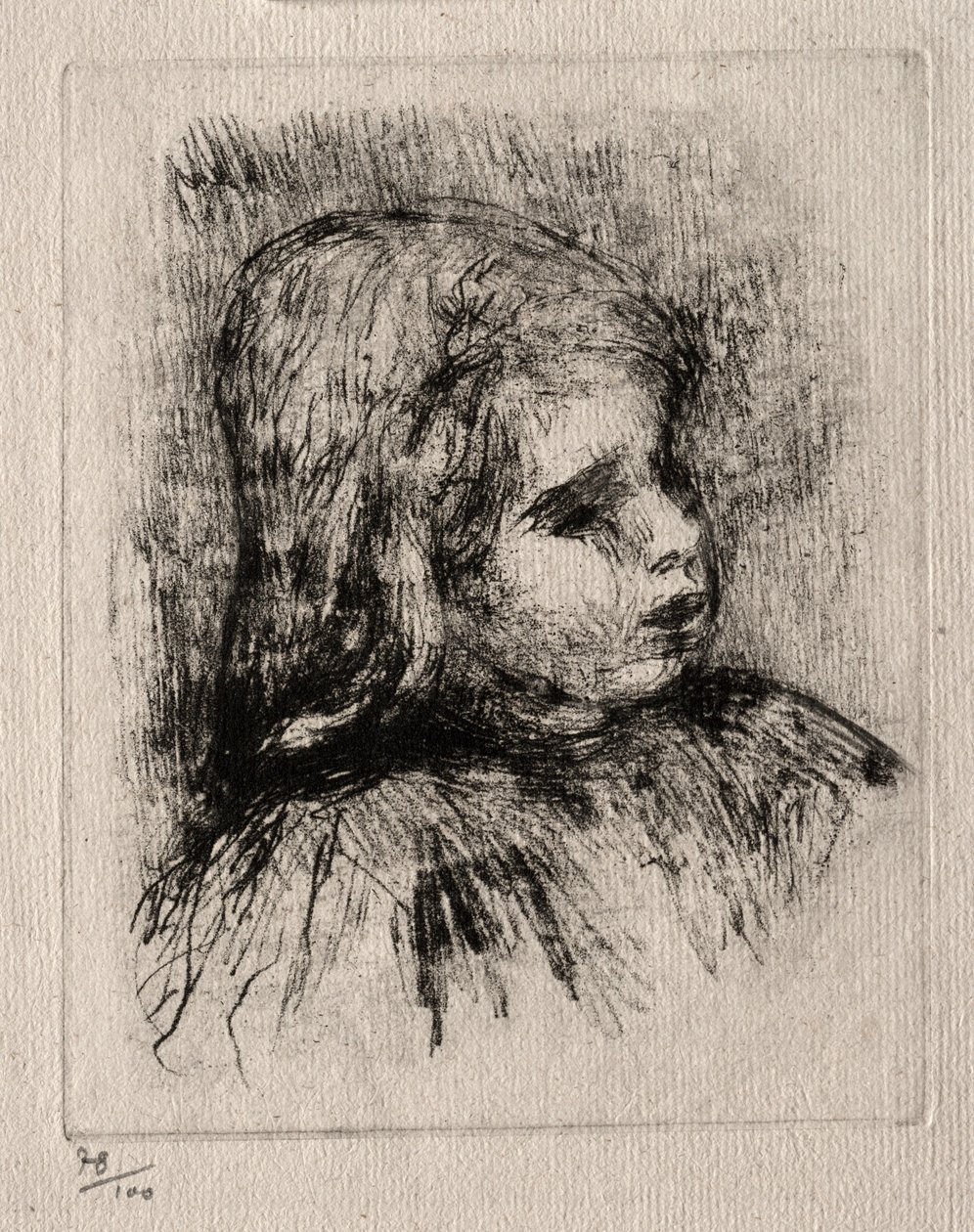 Claude Renoir, três quartos à direita, 1908. de Pierre Auguste Renoir