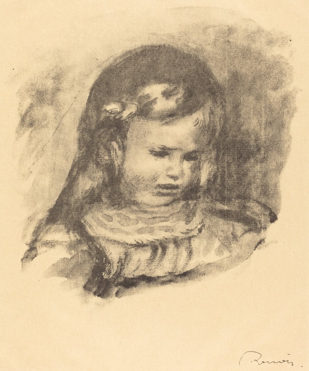 Claude Renoir, cabeça baixa Claude Renoir, cabeça baixa, 1904. de Pierre Auguste Renoir