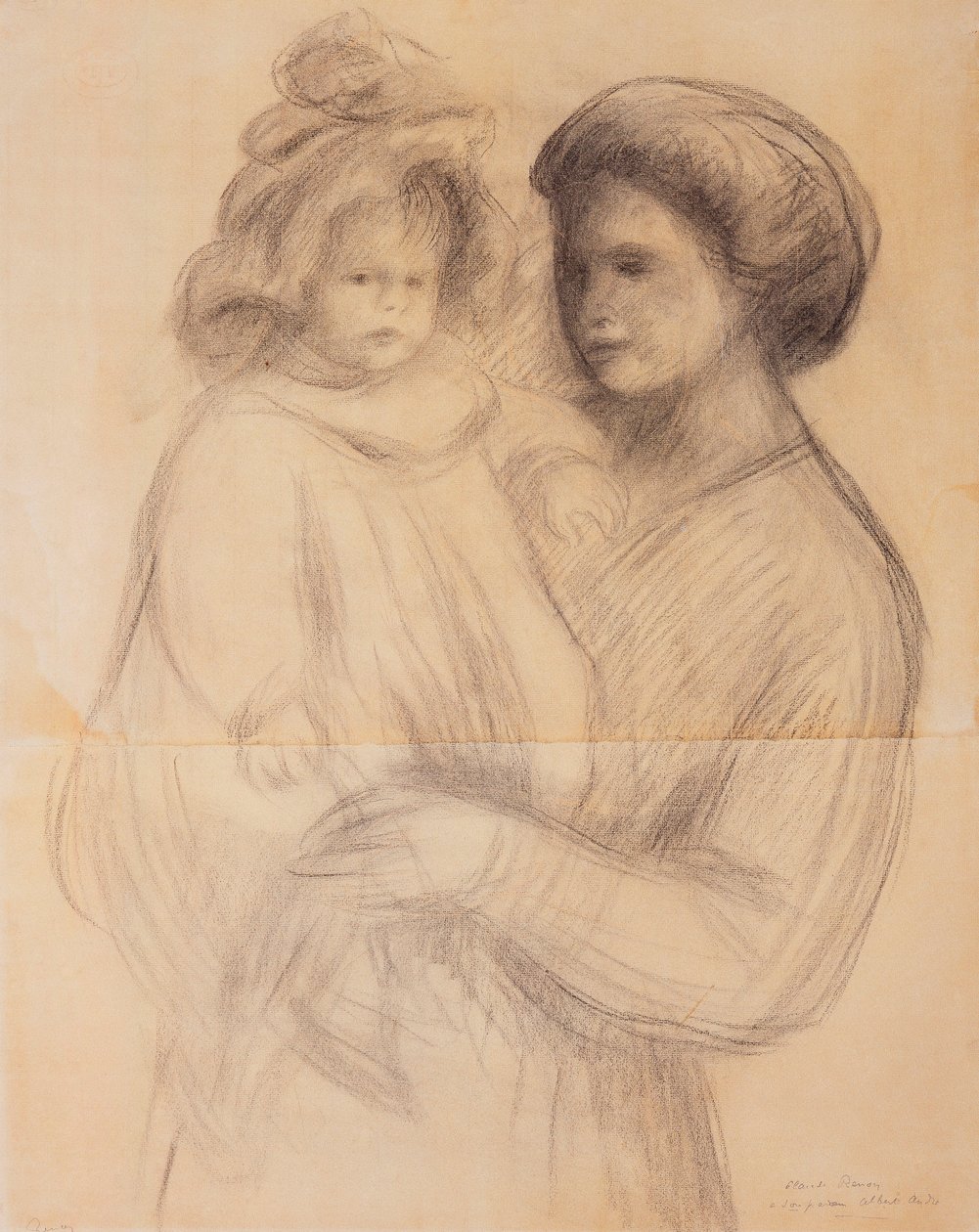 Claude Renoir nos braços de sua enfermeira, Renee Jolivet; Claude Renoir nos braços de sua enfermeira, Renee Jolivet, 1903 de Pierre Auguste Renoir