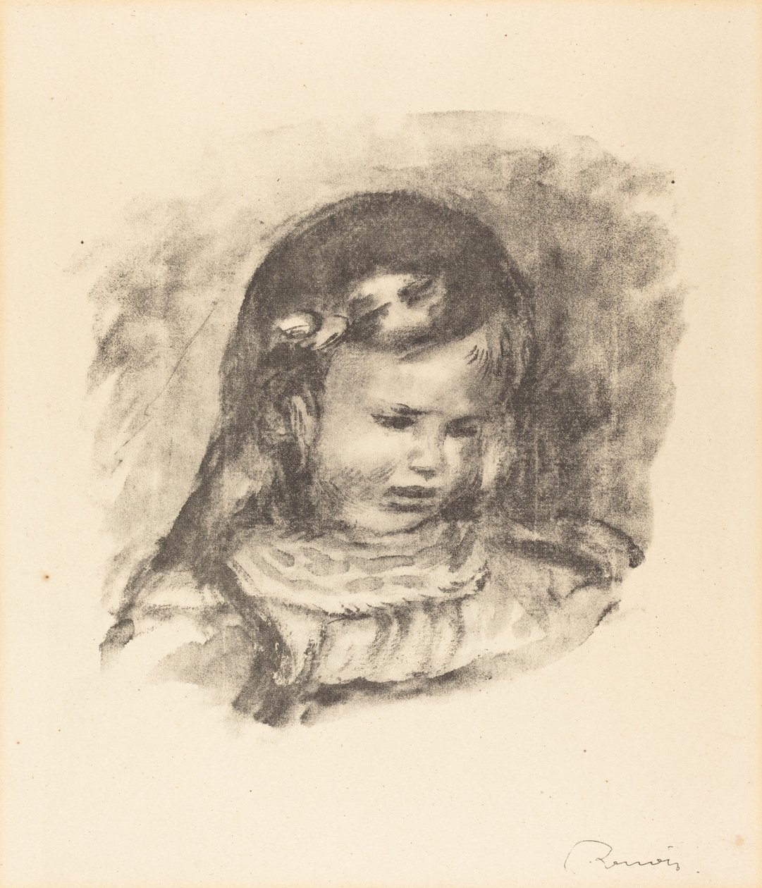 Claude Renoir, com a cabeça abaixada, 1900. de Pierre Auguste Renoir