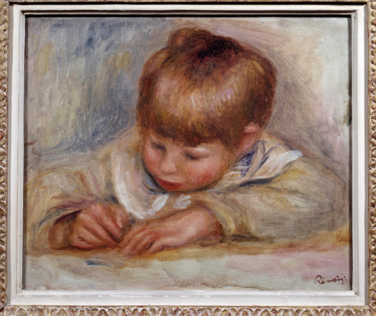 Coco Escritor Pintura de Pierre Auguste Renoir (1841-1919). 1906. Dim. 0,29 x 0,37 m. Lyon, Museu de Belas Artes de Pierre Auguste Renoir