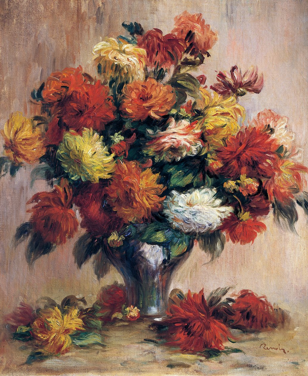 Dahlias, de Pierre-Auguste Renoir, óleo sobre tela de Pierre Auguste Renoir