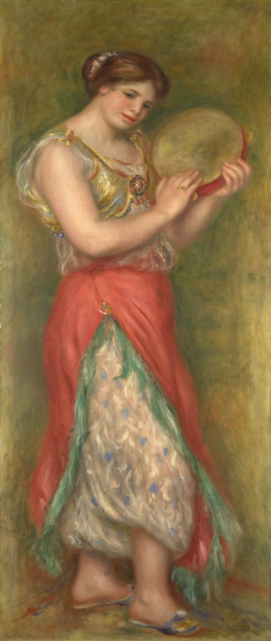 Garota dançando com pandeiro, 1909 de Pierre Auguste Renoir