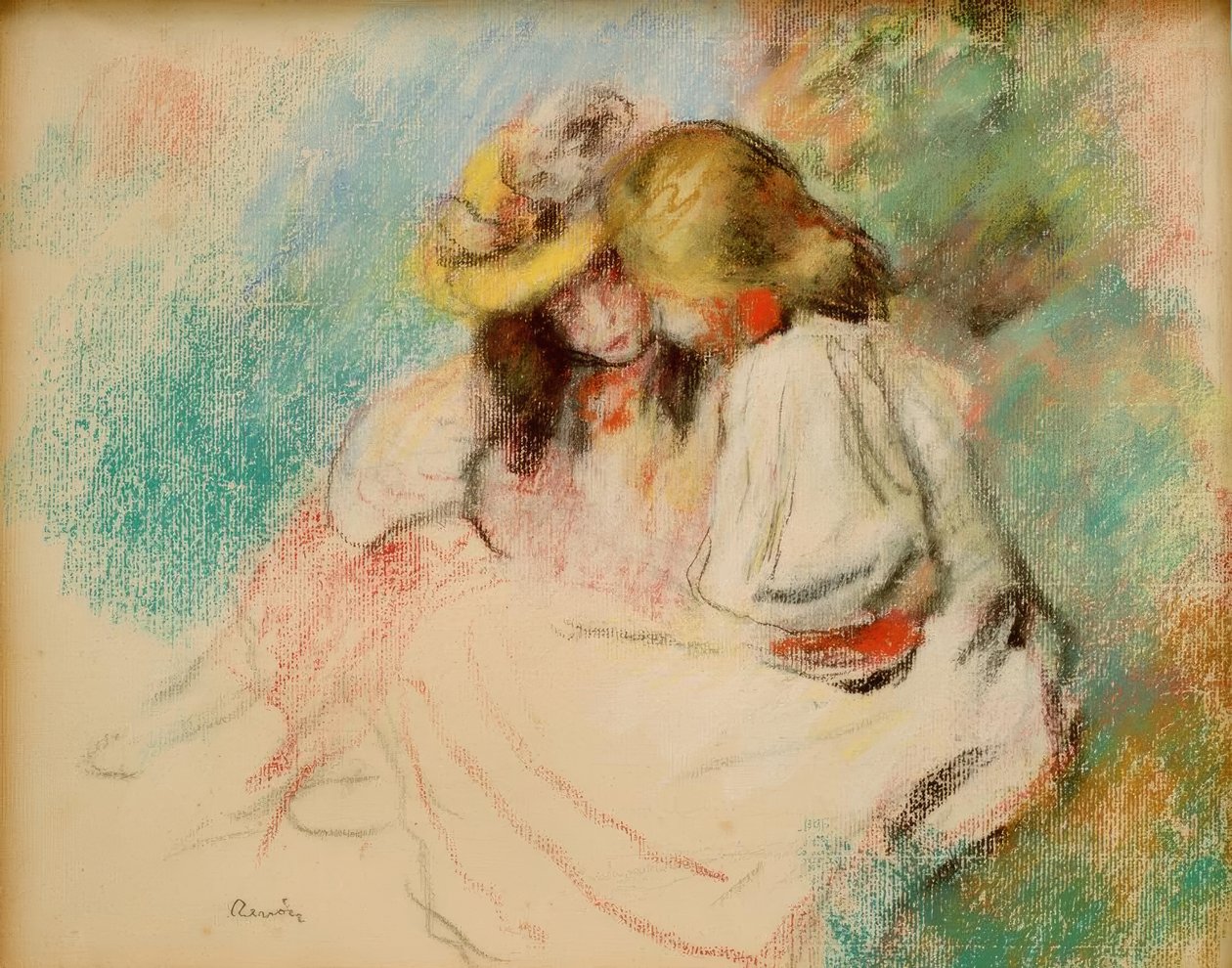 Duas meninas lendo de Pierre Auguste Renoir