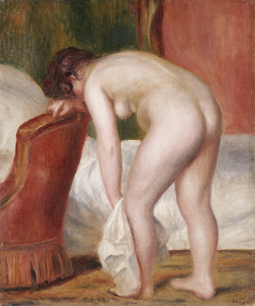 Mulher nua secagem a si mesma, c.1909 de Pierre Auguste Renoir