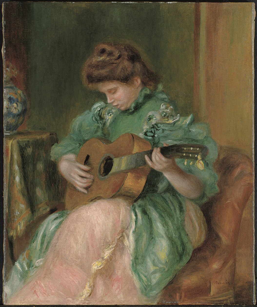 Mulher com guitarra, c. 1896-1897 (óleo sobre tela) de Pierre Auguste Renoir