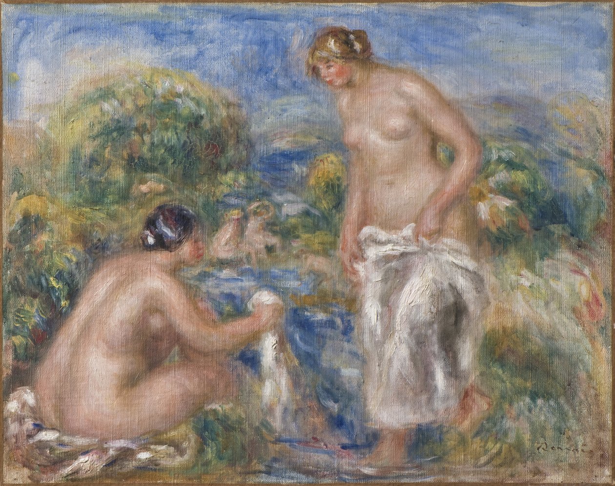 Femmes au bain - Bathing Women, de Renoir, Pierre Auguste (1841-1919). Óleo sobre tela. c. 1915-1916. Dimensão : 40,5x51 cm. Nationalmuseum Stockholm de Pierre Auguste Renoir