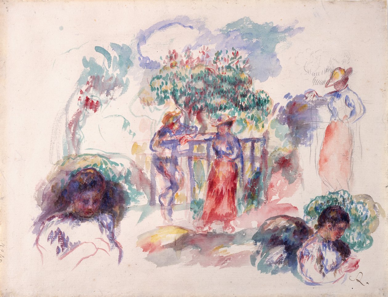 Figuras sob uma árvore, 1880-82. de Pierre Auguste Renoir