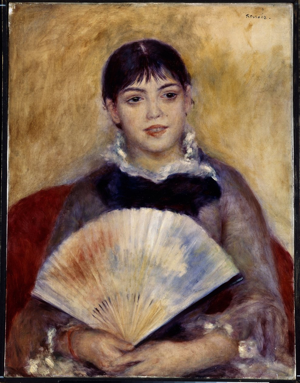 Menina com um ventilador (Alphonsine Fournaise). Pintura de Pierre Auguste Renoir (1841-1919) de Pierre Auguste Renoir