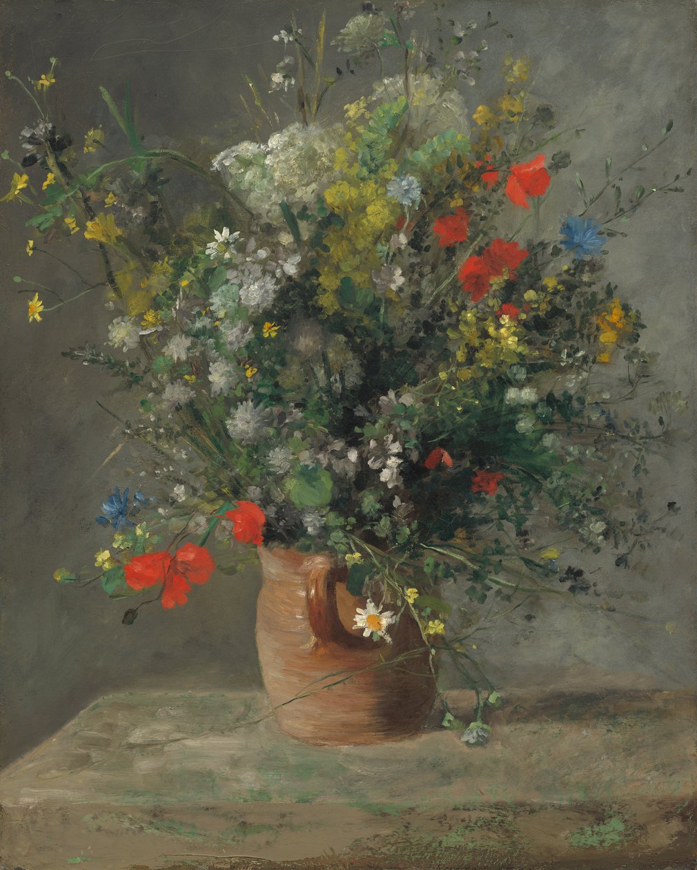 Flores em um vaso, c.1866 (óleo sobre tela) de Pierre Auguste Renoir