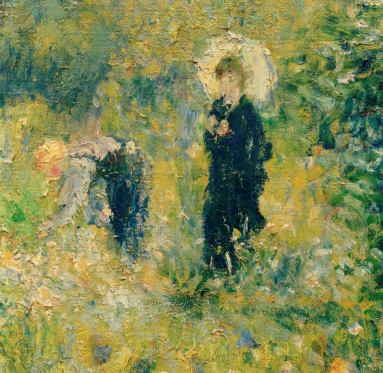 Mulher com sombrinha em um jardim de Pierre Auguste Renoir