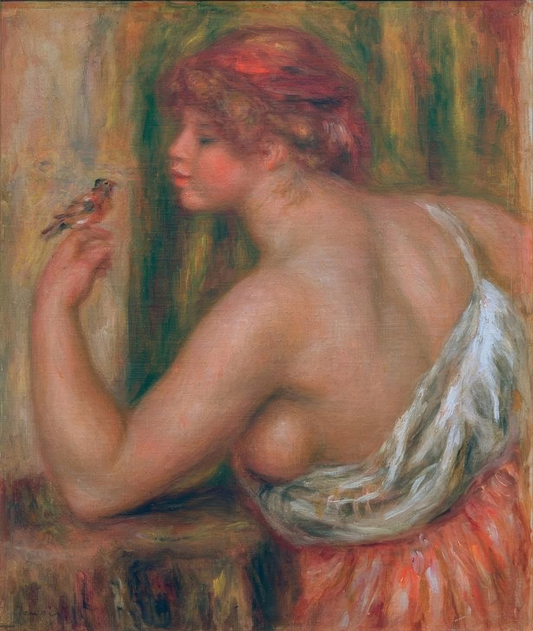 Mulher com passarinho de Pierre Auguste Renoir