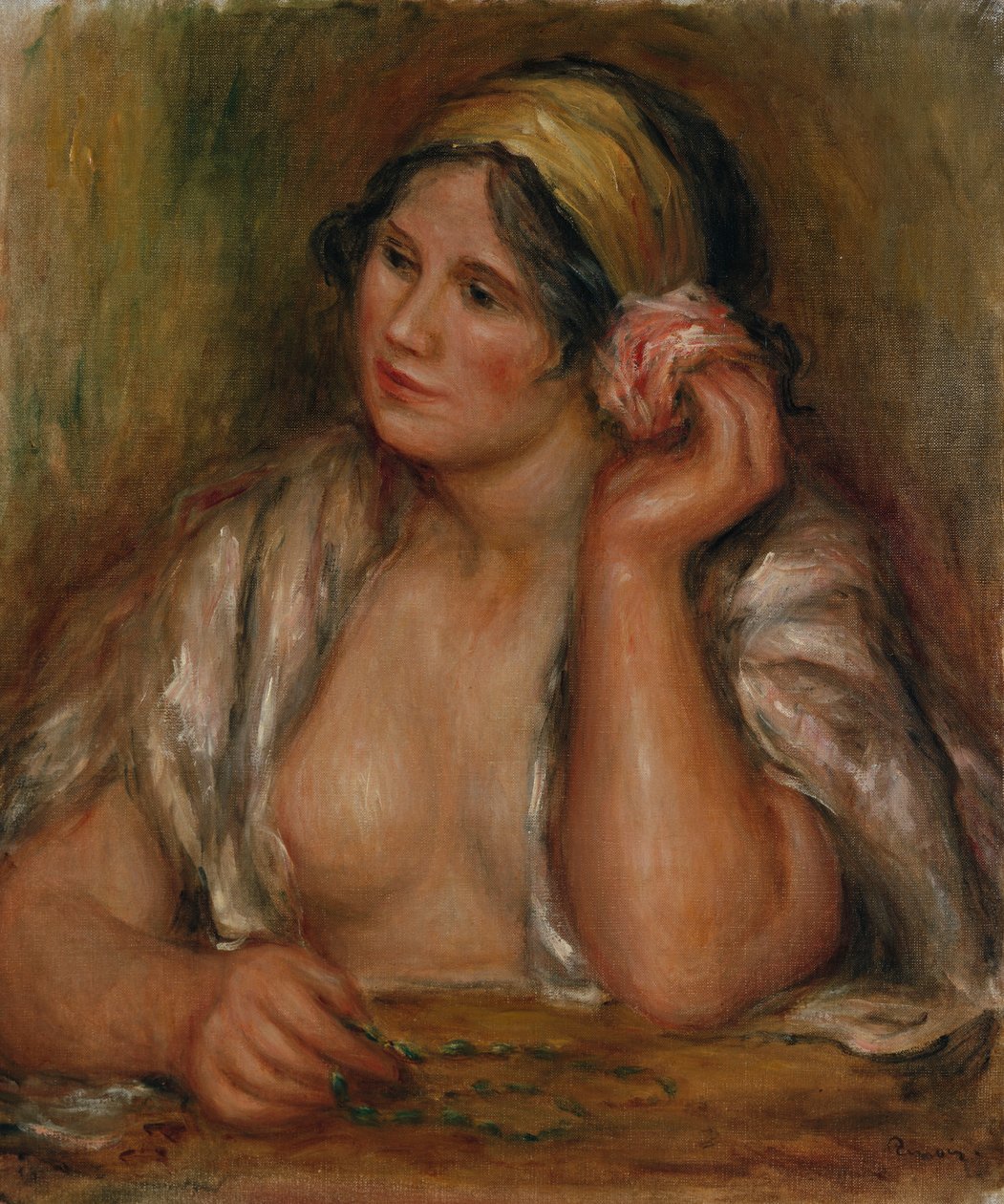 Gabrielle com colar verde, c.1905 de Pierre Auguste Renoir