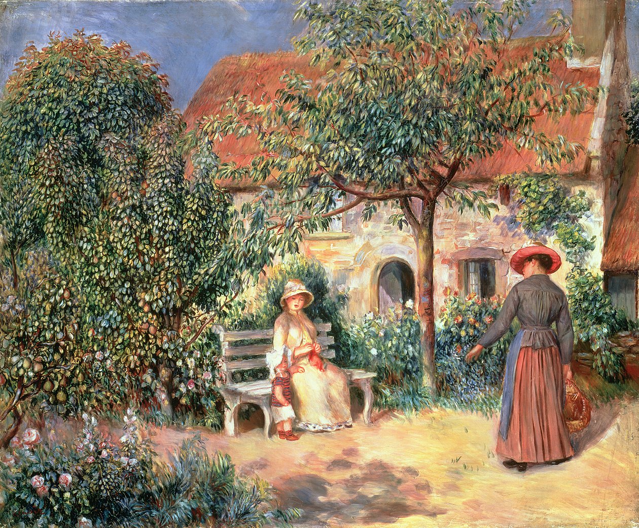 Cena do jardim na Bretanha, c.1886 (óleo sobre tela) de Pierre Auguste Renoir