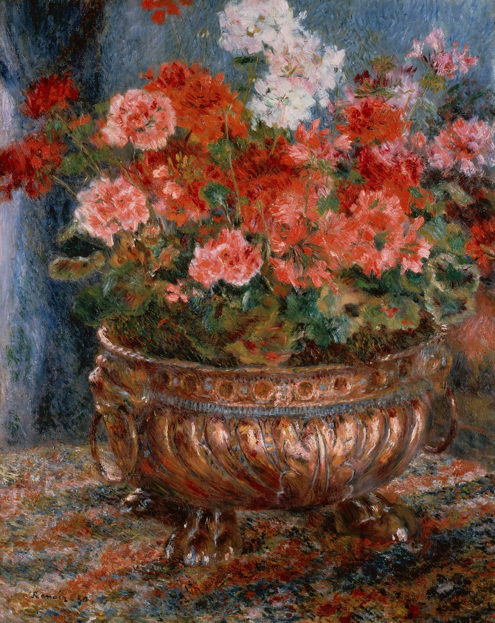 Gerânios em uma bacia de cobre de Pierre Auguste Renoir