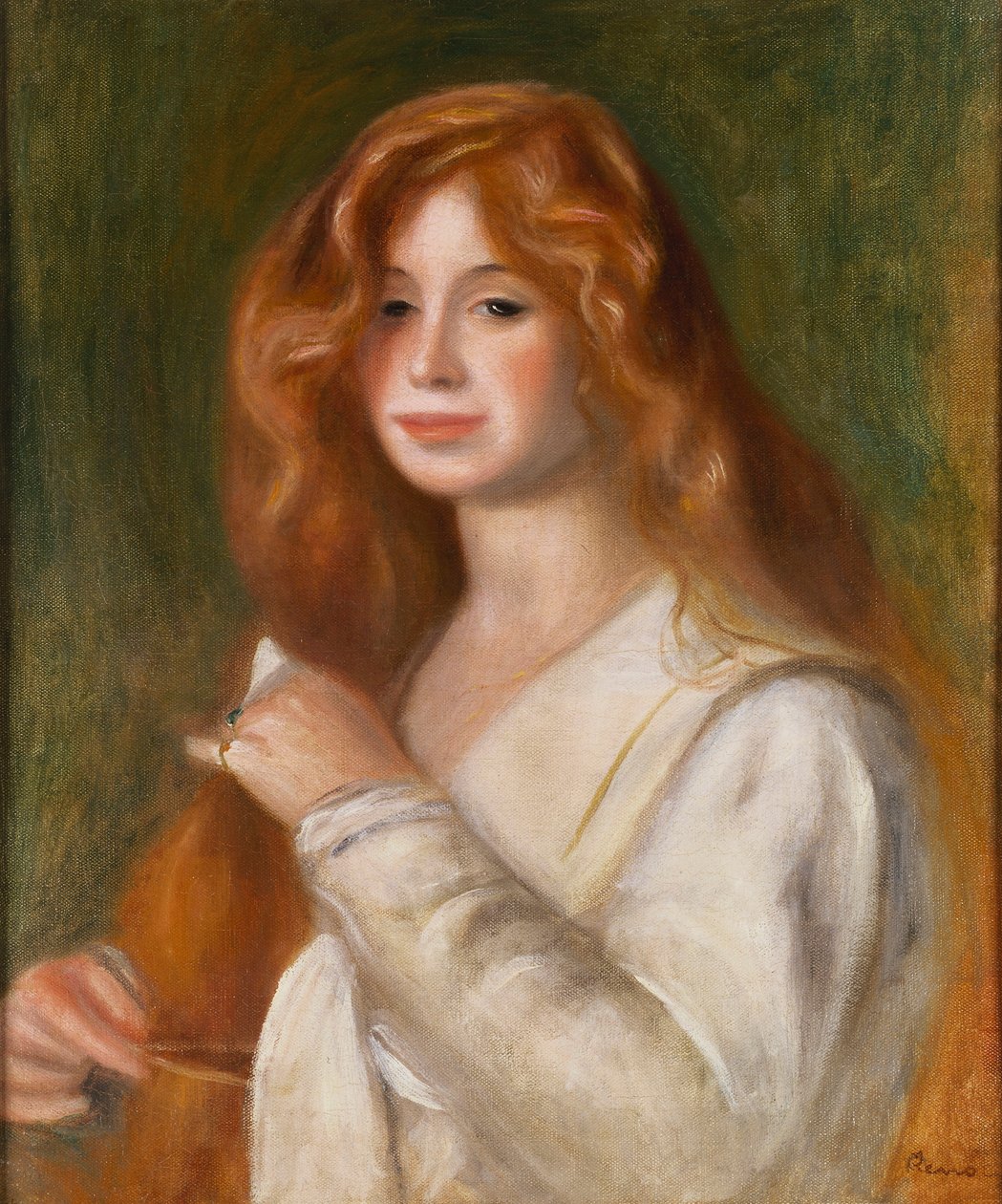 Menina penteando o cabelo de Pierre Auguste Renoir