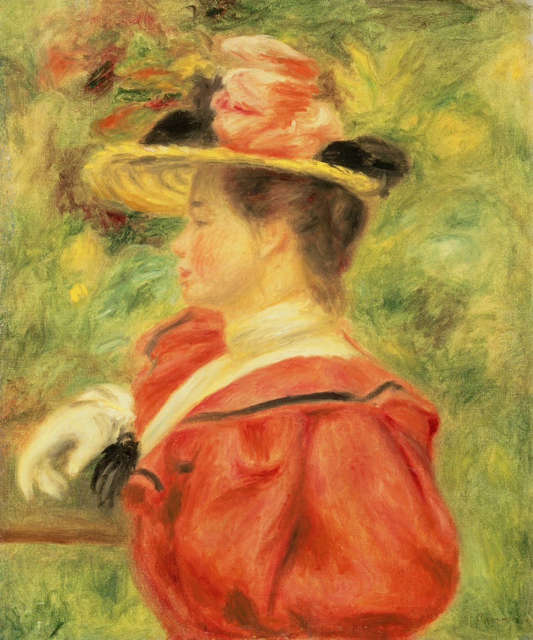 Garota com Luva, c.1890 (óleo sobre tela) de Pierre Auguste Renoir