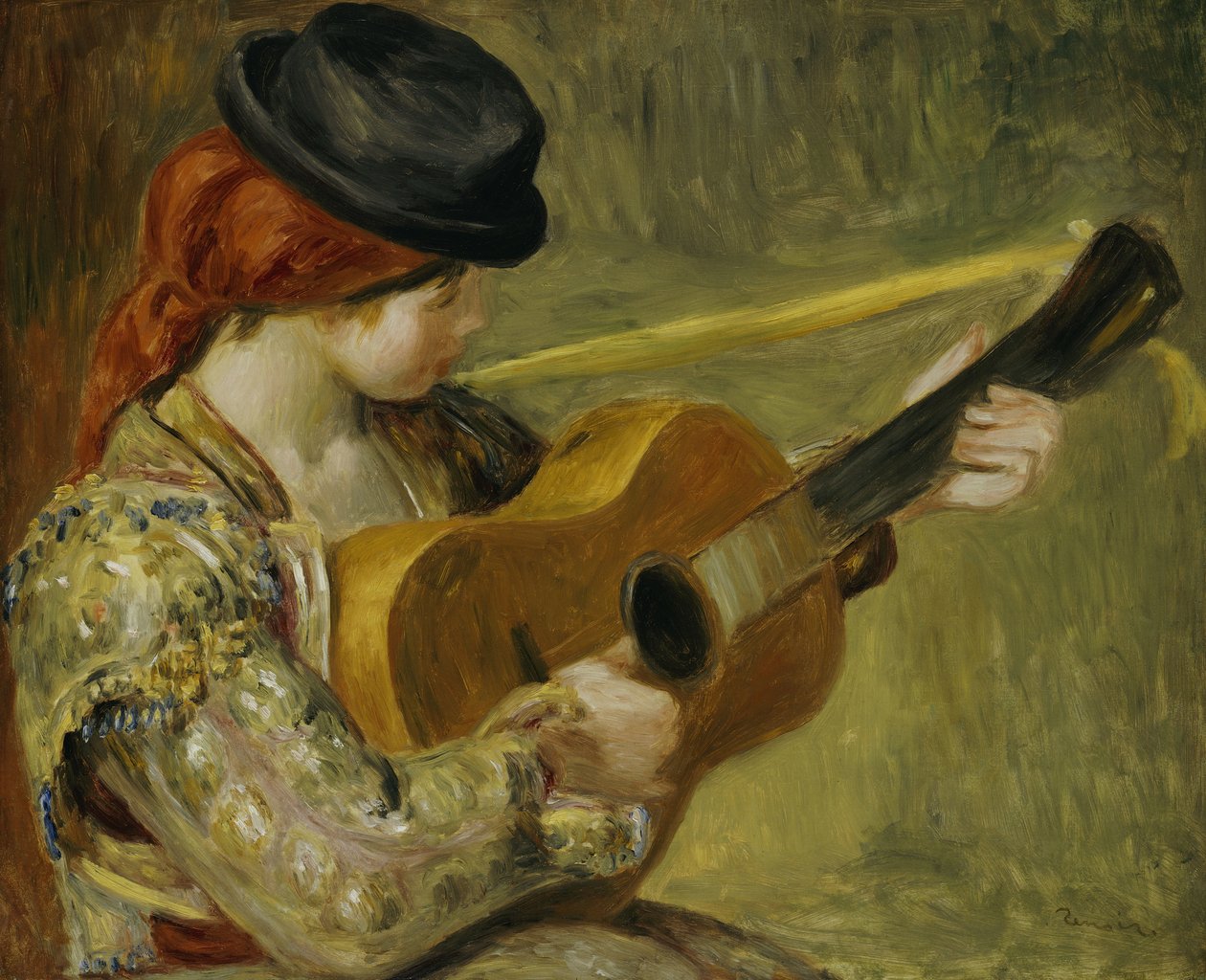Menina com uma guitarra, 1897 de Pierre Auguste Renoir