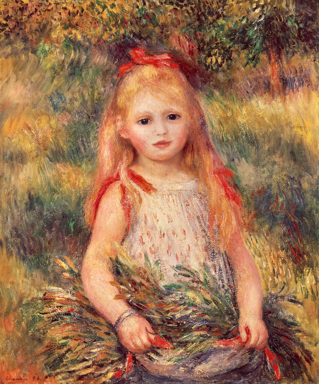 Moça com feixe de milho de Pierre-Auguste Renoir (1841-1919), óleo sobre tela, 65x54 cm de Pierre Auguste Renoir