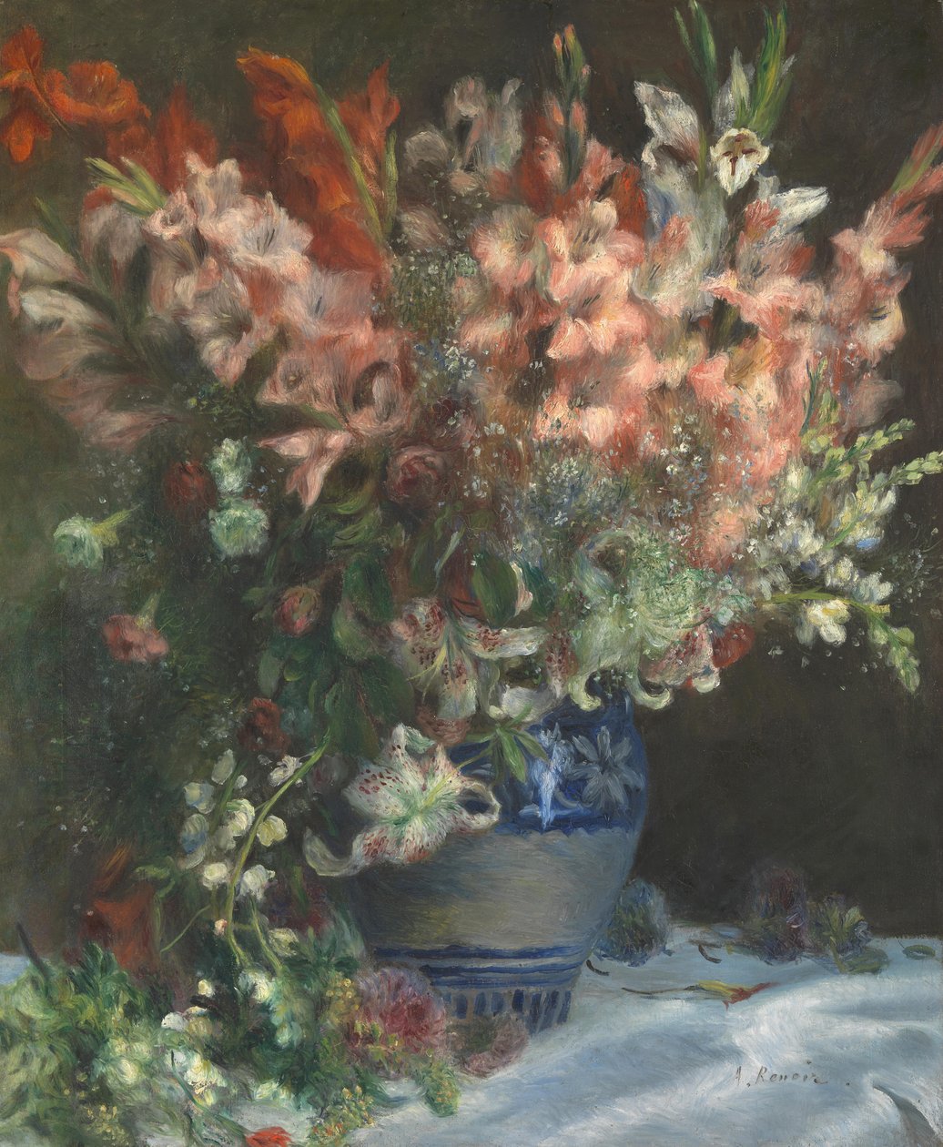 Gladíolos em um vaso, c. 1875 de Pierre Auguste Renoir