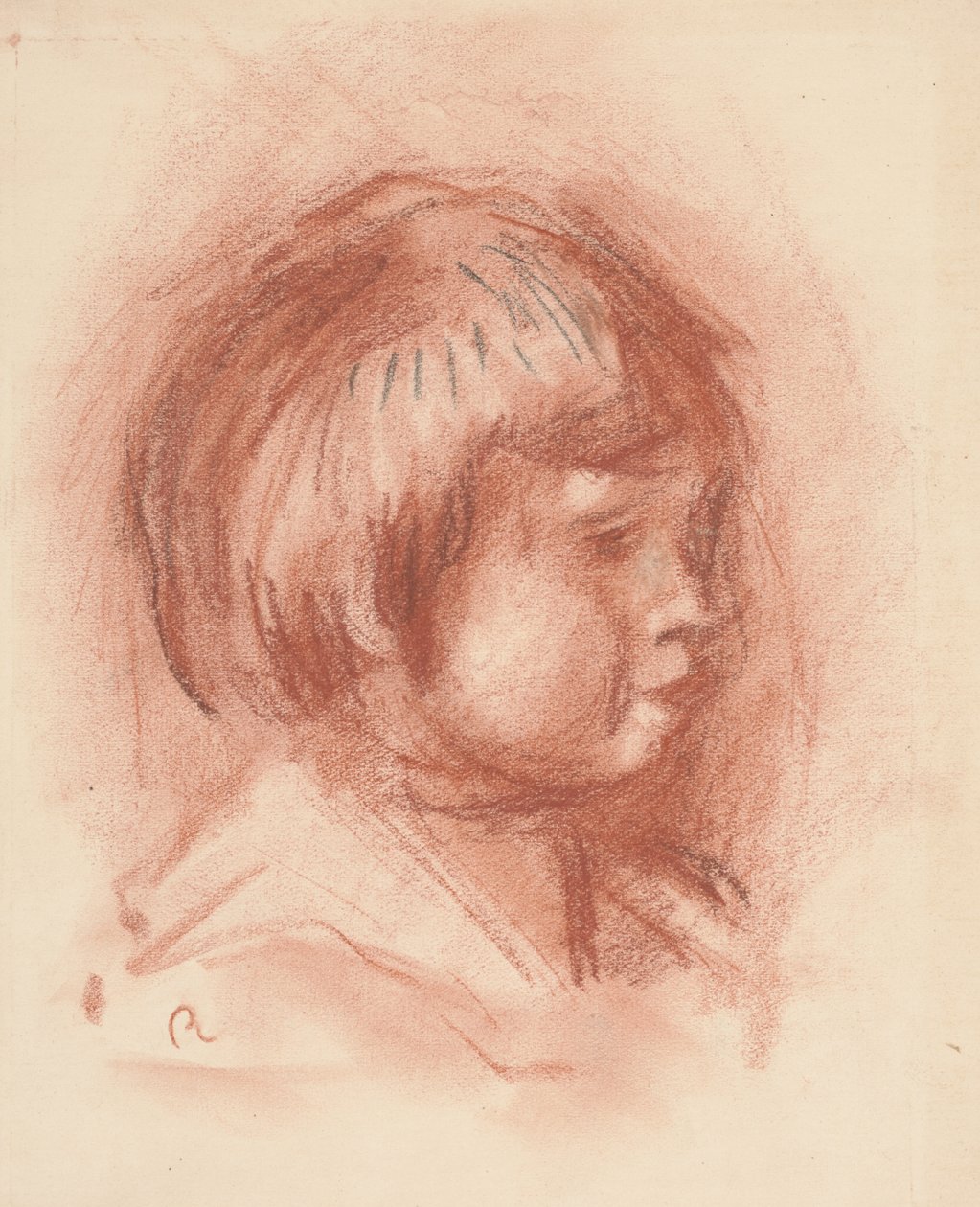 Cabeça da Criança, c.1906 (giz sanguíneo) de Pierre Auguste Renoir