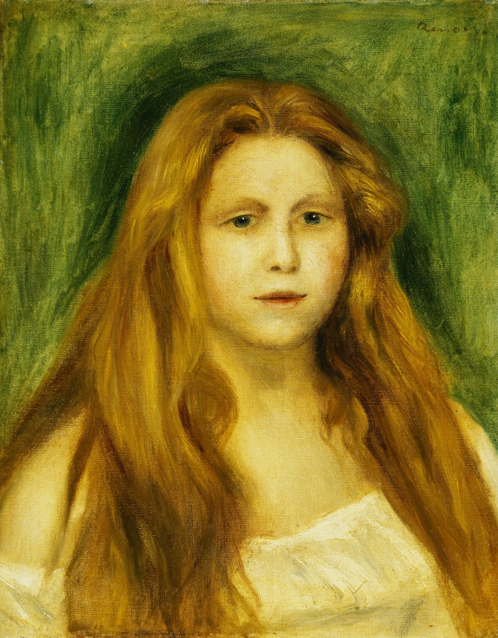 Cabeça de menina; Cabeça de uma jovem garota, 1888 de Pierre Auguste Renoir