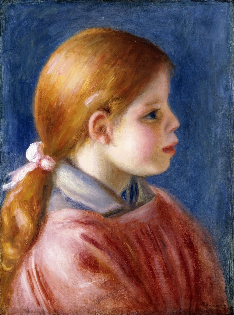 Cabeça de uma jovem garota, 1888 de Pierre Auguste Renoir