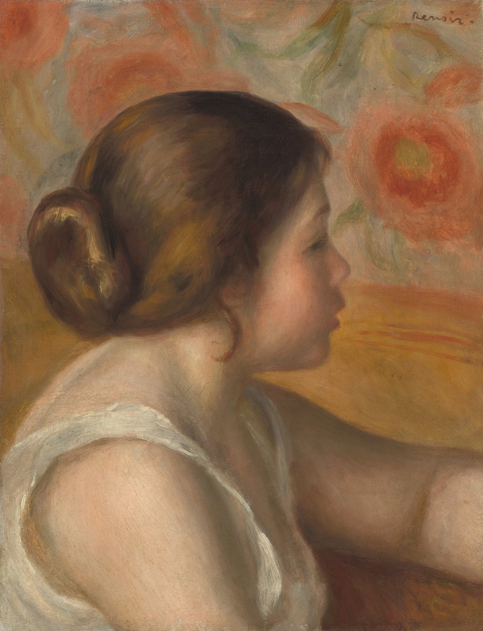 Cabeça de uma jovem, c. 1890. de Pierre Auguste Renoir