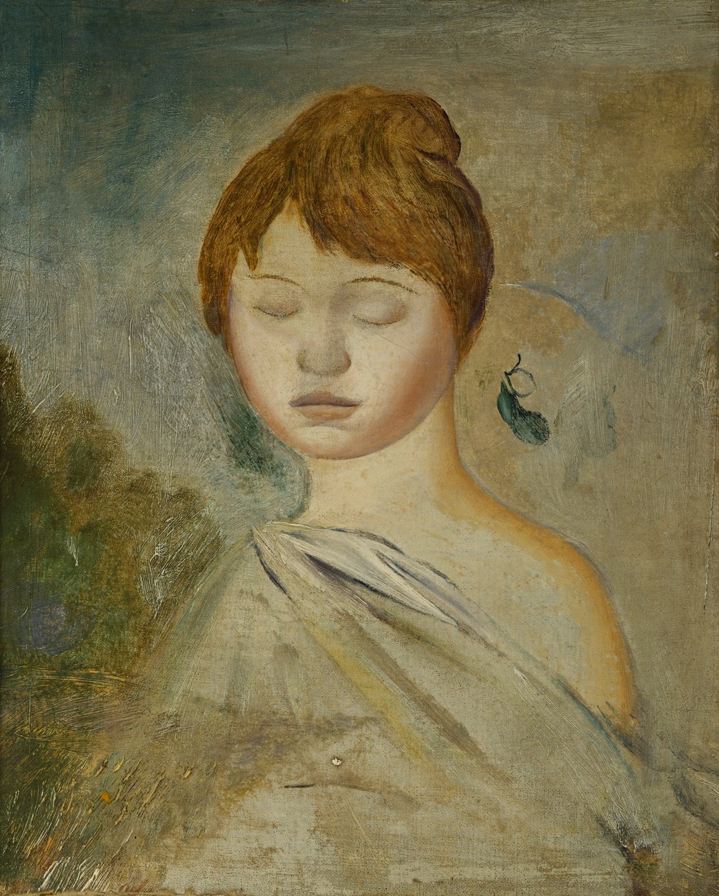 Cabeça de uma jovem mulher; Cabeça de uma jovem mulher, C. 1887 de Pierre Auguste Renoir
