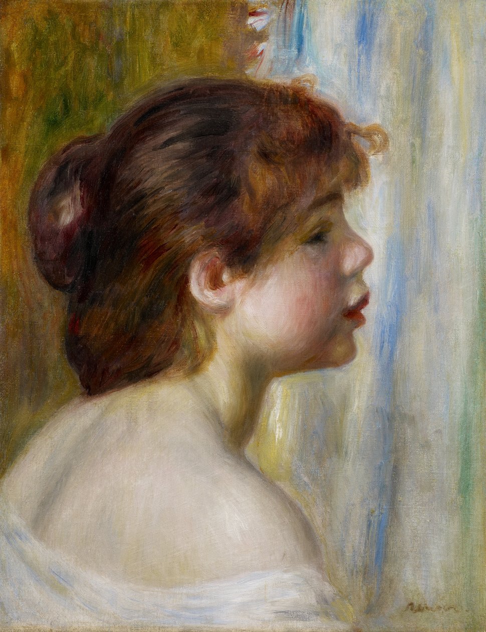 Chefe de uma jovem mulher, final do século XIX de Pierre Auguste Renoir
