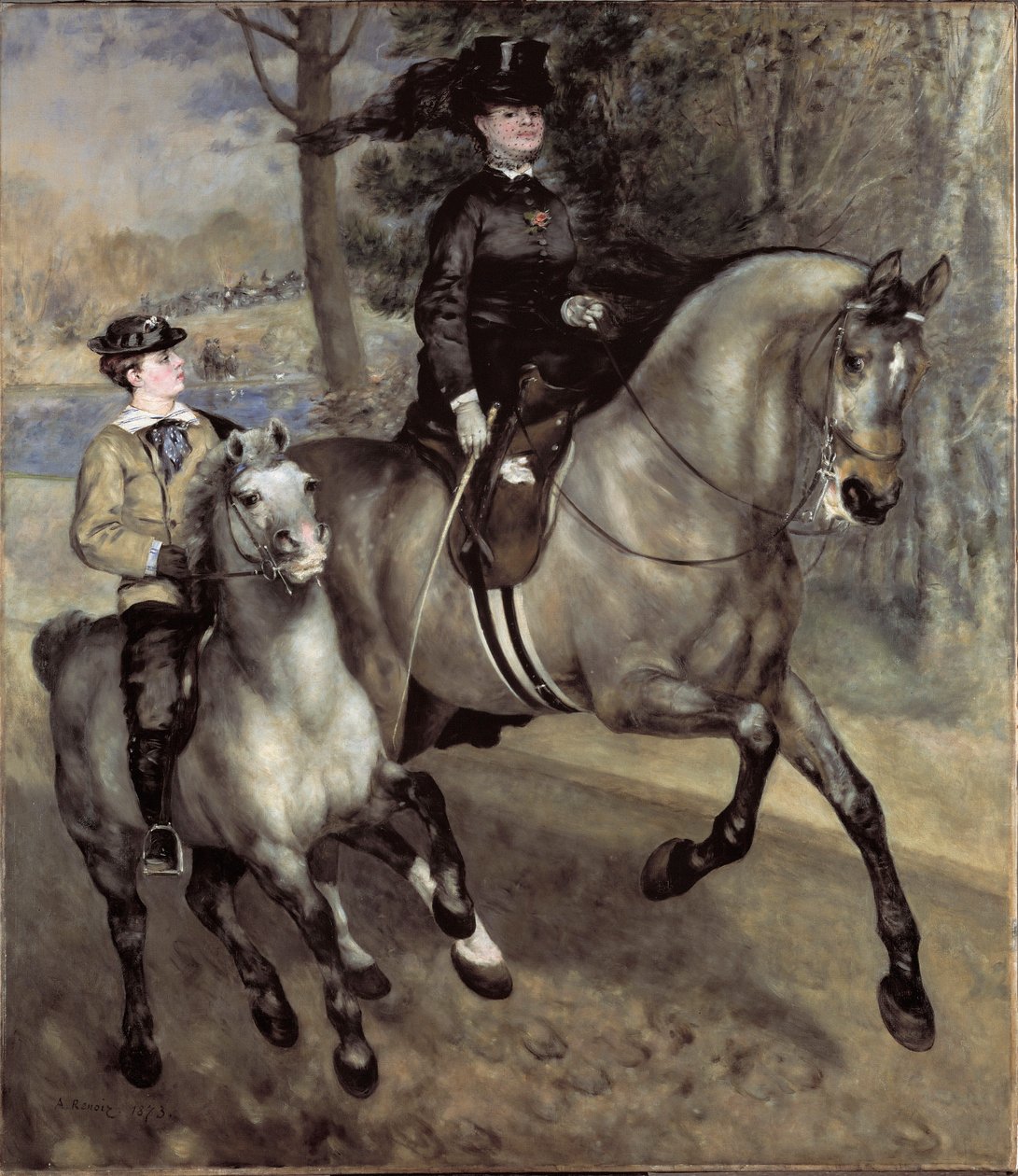 Cavaleiros (ou passeio a cavalo) no Bois de Boulogne. Pintura de Pierre Auguste Renoir (Pierre-Auguste de Pierre Auguste Renoir