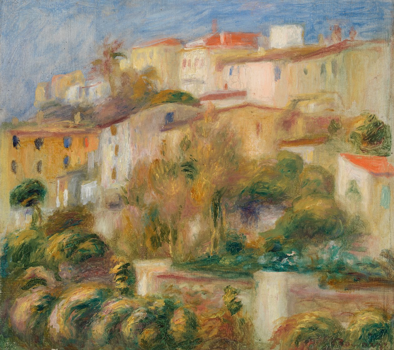 Casas numa colina (Grupo de casas numa colina) de Pierre Auguste Renoir