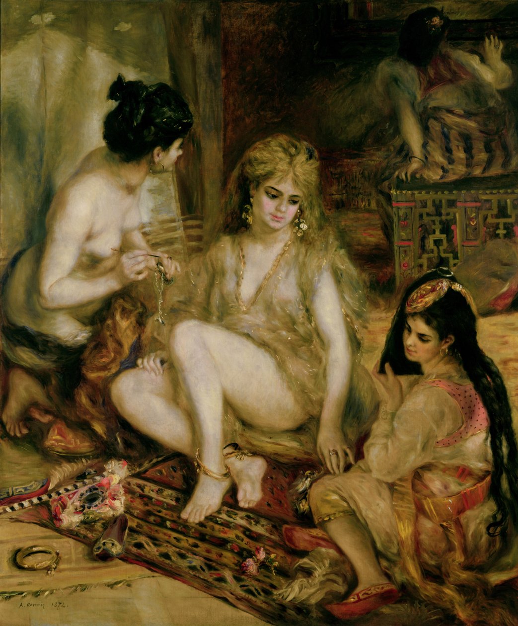 Interior de um harém em Montmartre, mulheres parisienses vestidas de argelinas de Pierre Auguste Renoir