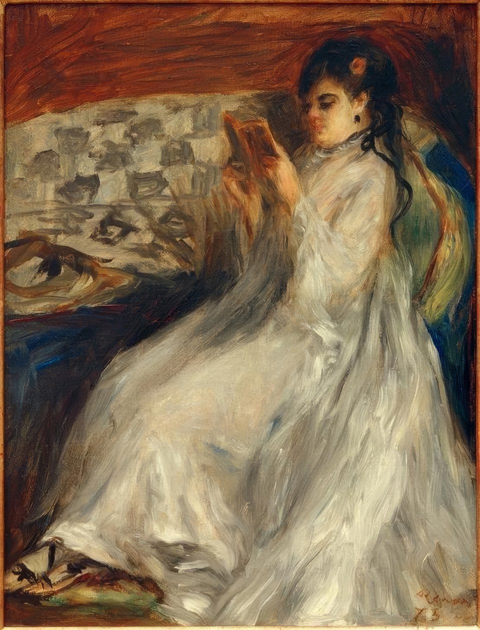 Jovem lendo em branco de Pierre Auguste Renoir