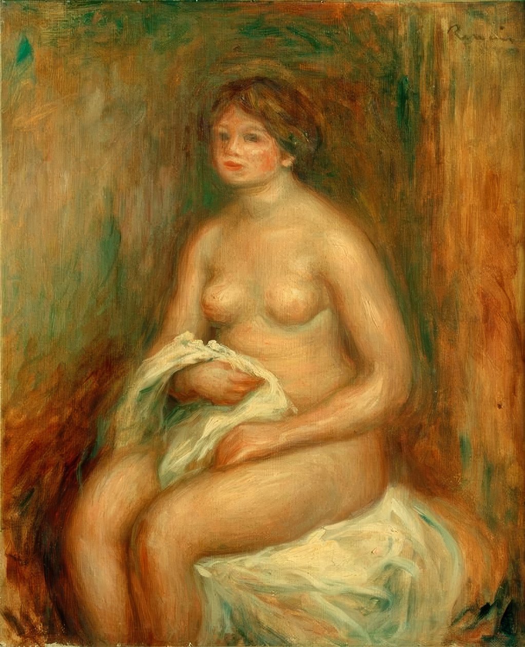 A mulher com cortinas de Pierre Auguste Renoir