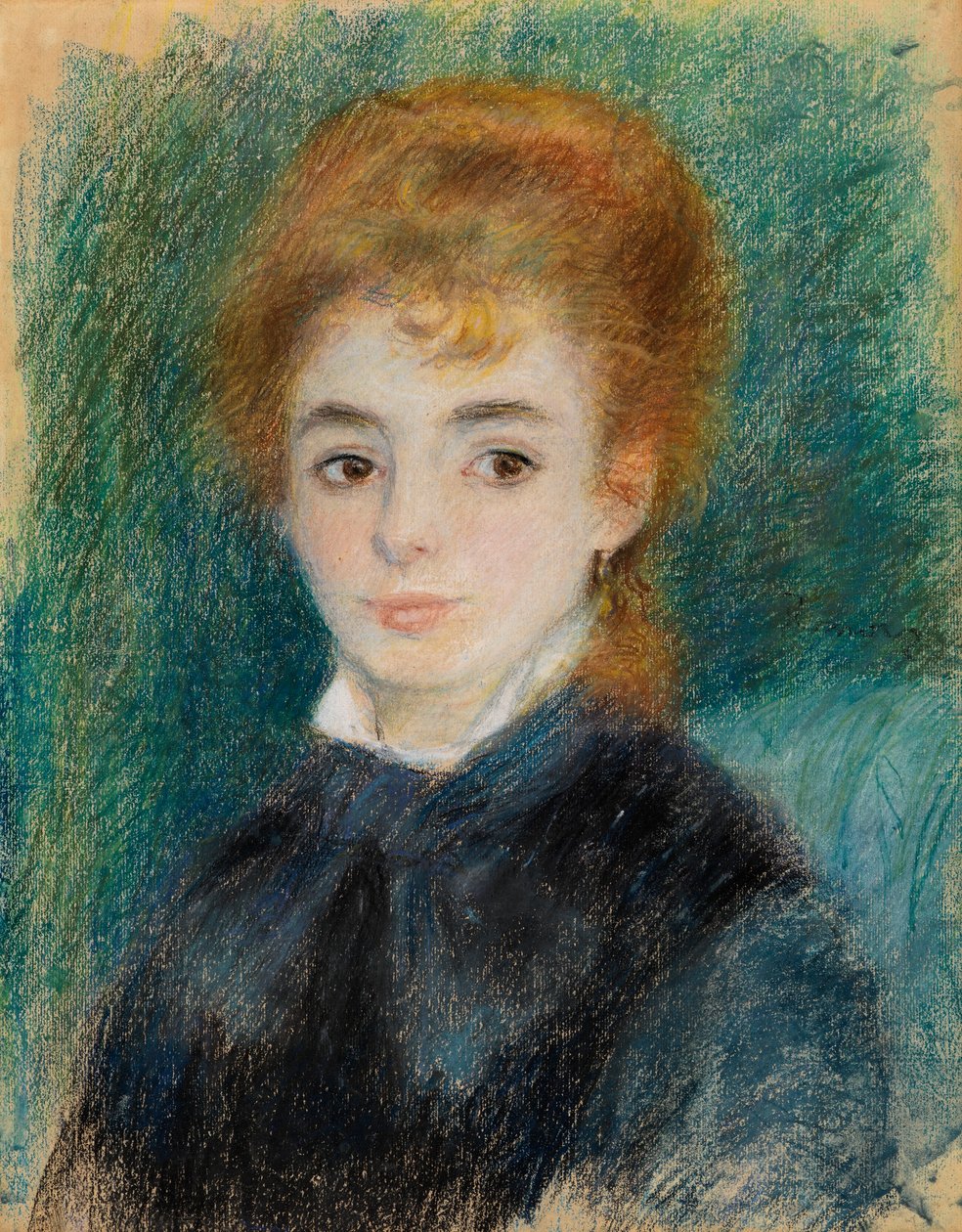 Senhora de cabelo ruivo, c.1875-78 (pastel sobre papel dentado) de Pierre Auguste Renoir