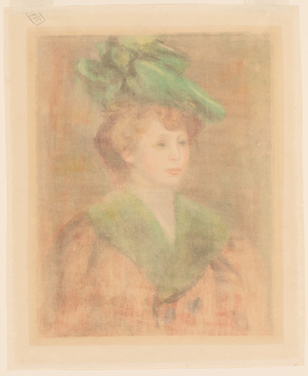 Senhora com Chapéu Verde Mlle. Dieterle, final do século XIX e início do século XX. de Pierre Auguste Renoir