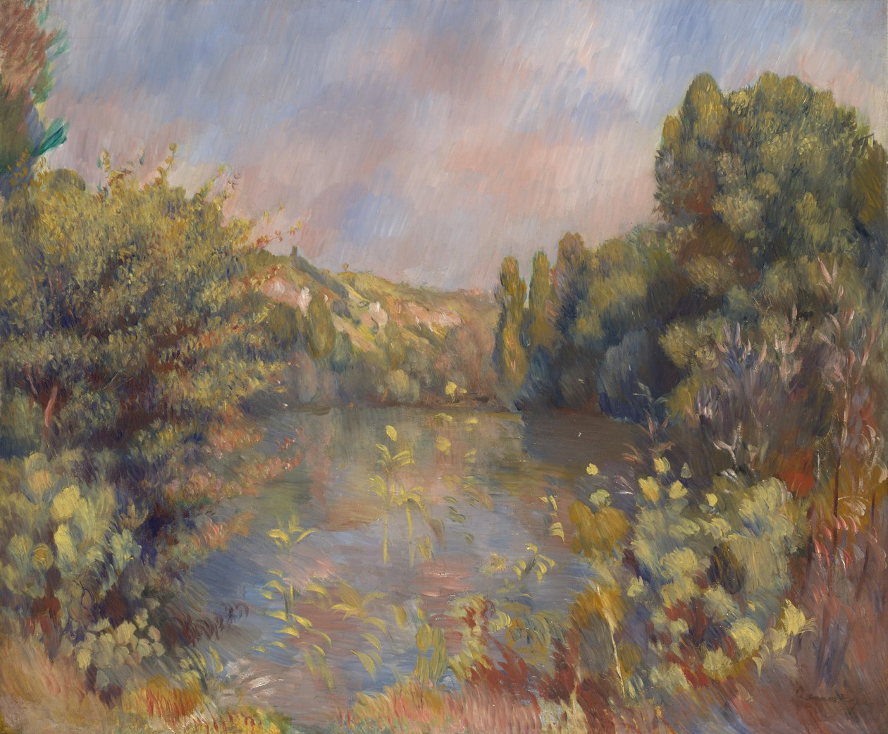Paisagem à beira do lago, c. 1889 de Pierre Auguste Renoir