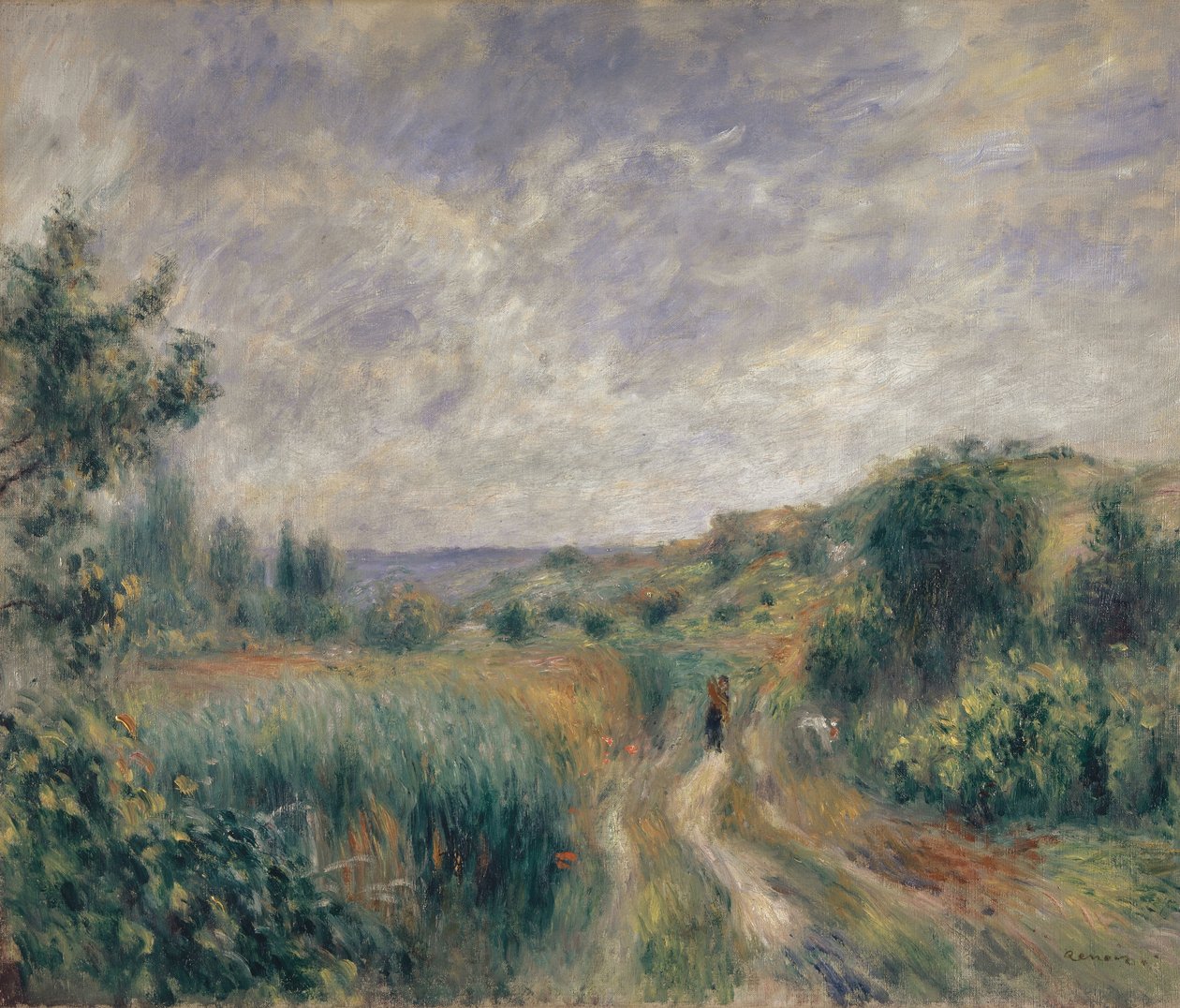Paisagem perto de Essoyes Paisagem com duas figuras na grama, 1892. de Pierre Auguste Renoir