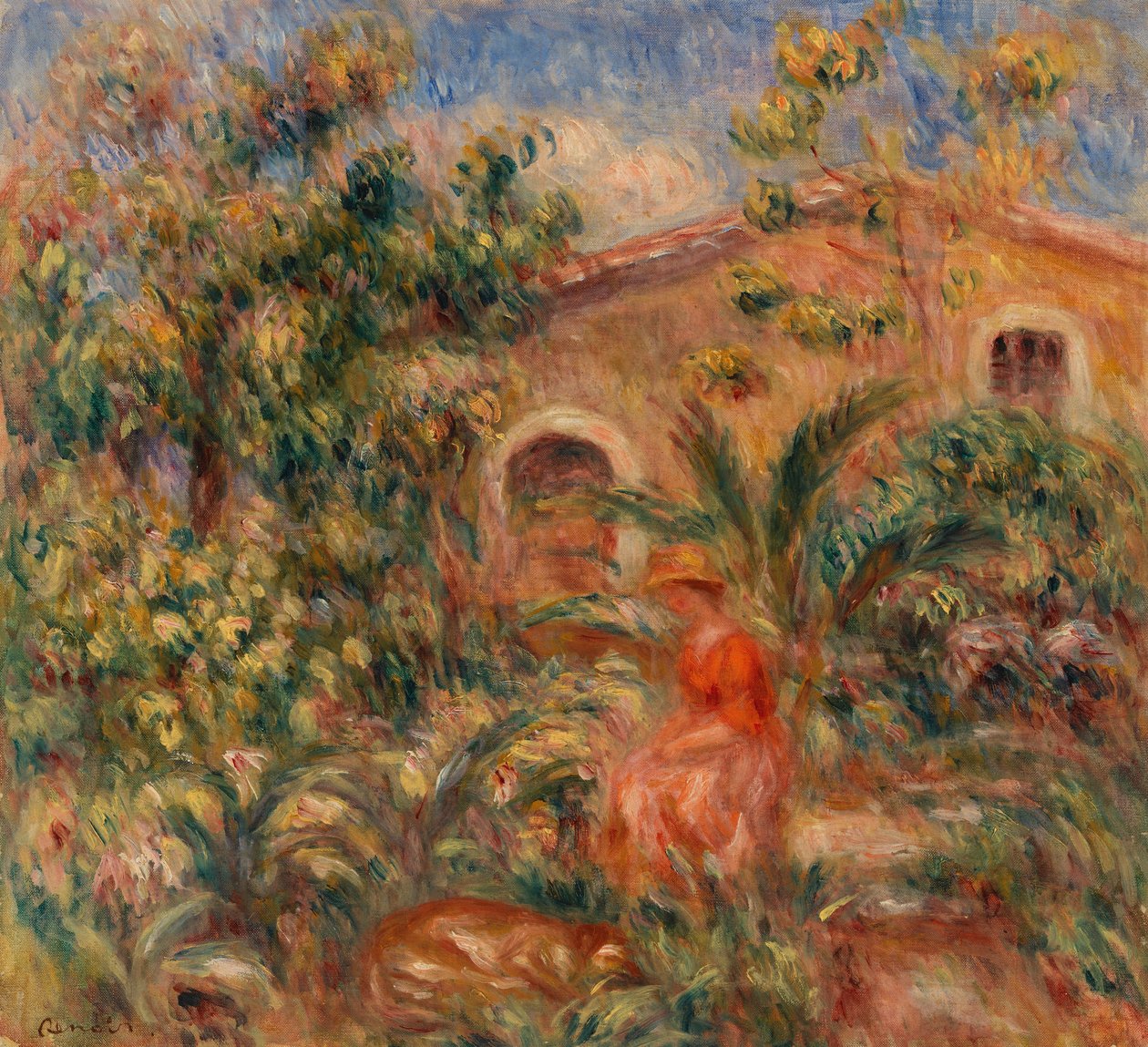 Paisagem com Mulher e Cão de Pierre Auguste Renoir