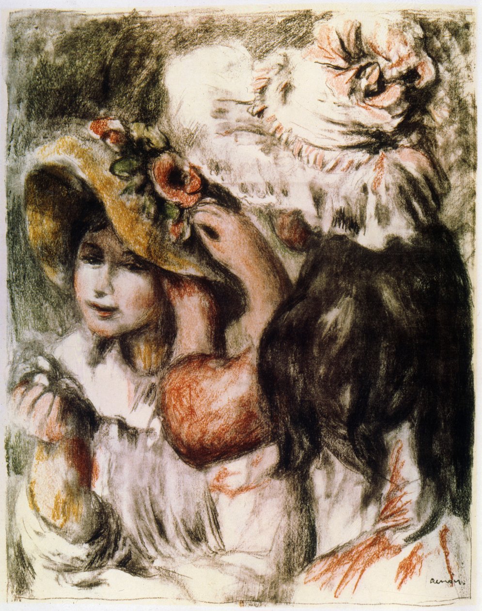 O Chapéu Fixado Fixando o Chapéu, 1898 de Pierre Auguste Renoir