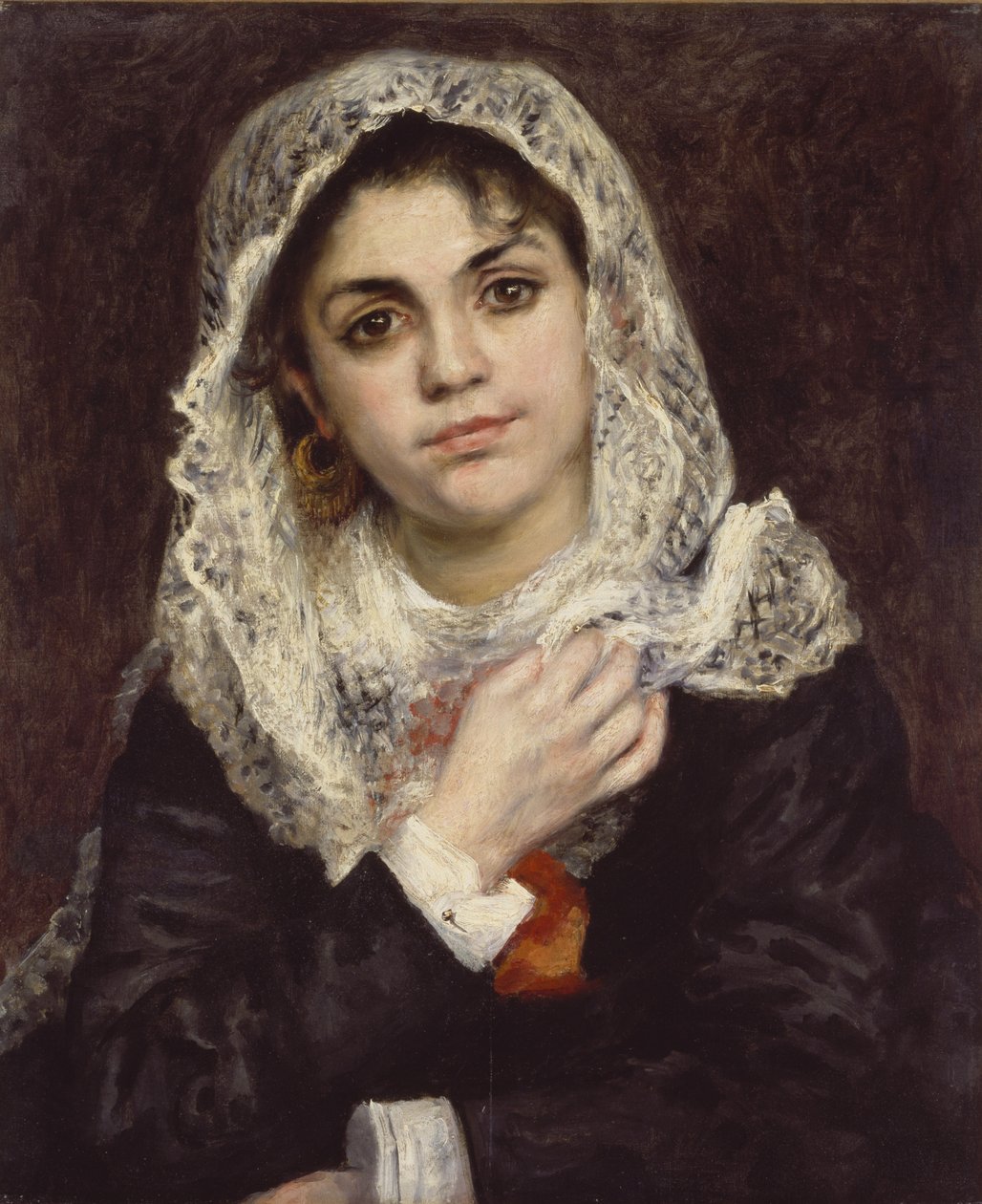 Lise em um Xale Branco, c.1872 de Pierre Auguste Renoir