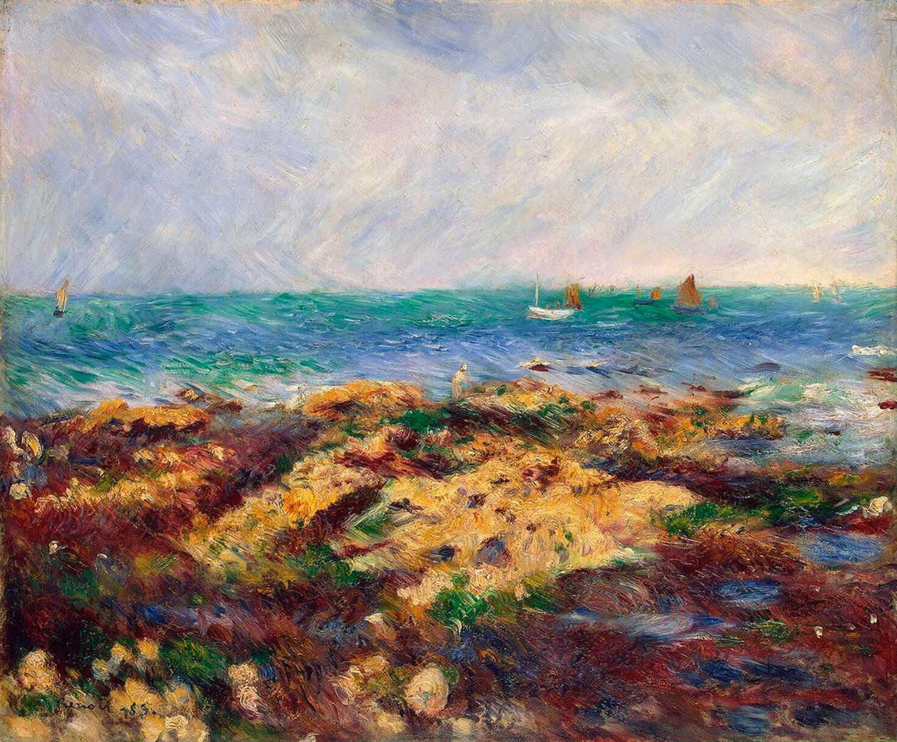Maré baixa em Yport, 1883. de Pierre Auguste Renoir