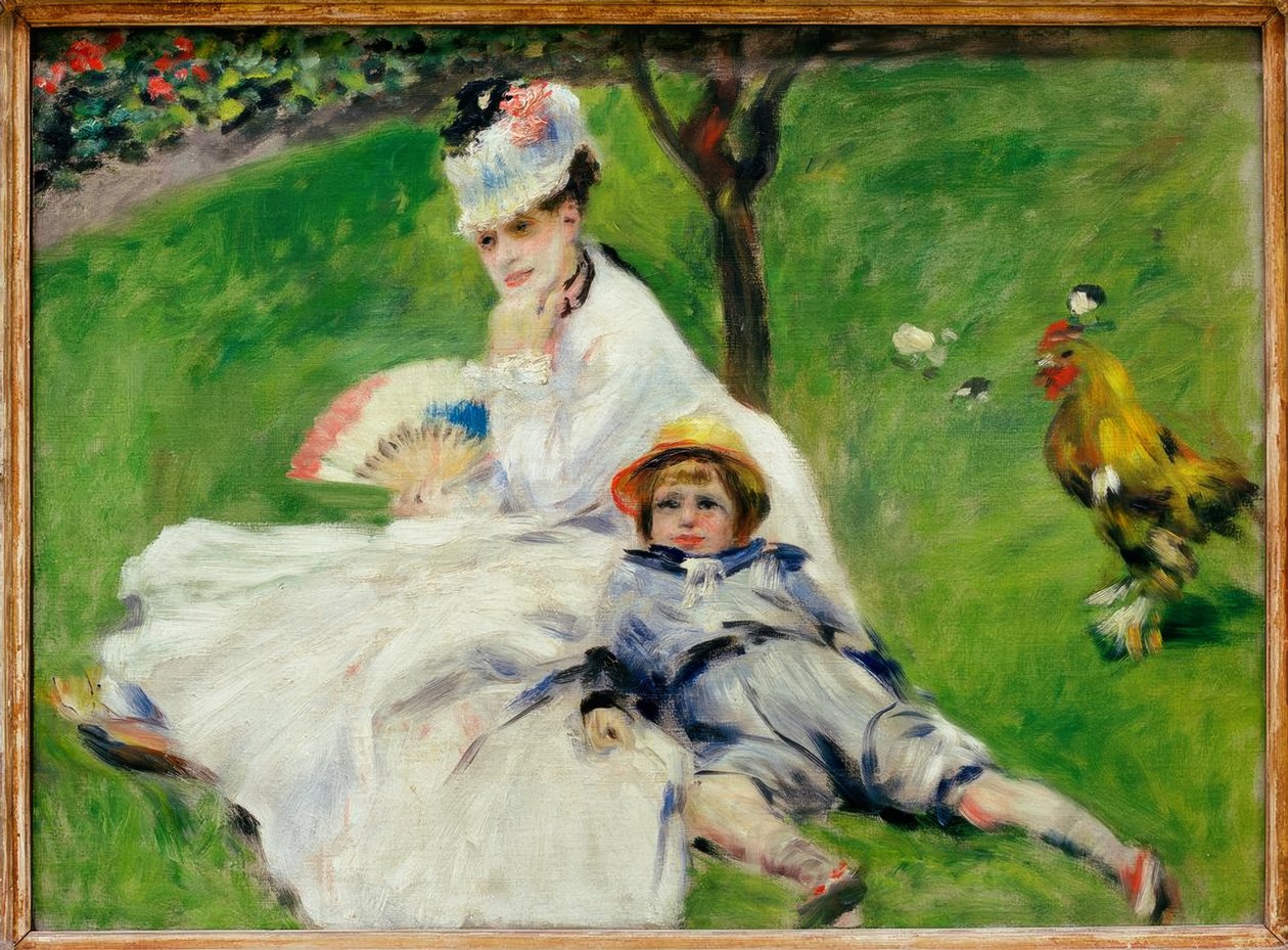 Sra. Claude Monet com seu filho Jean no jardim em Arg de Pierre Auguste Renoir