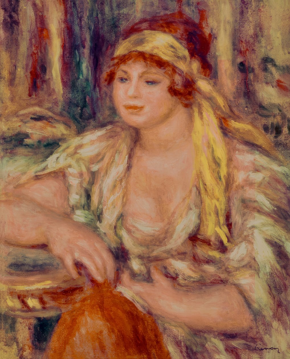 Madame Renoir com turbante amarelo de Pierre Auguste Renoir