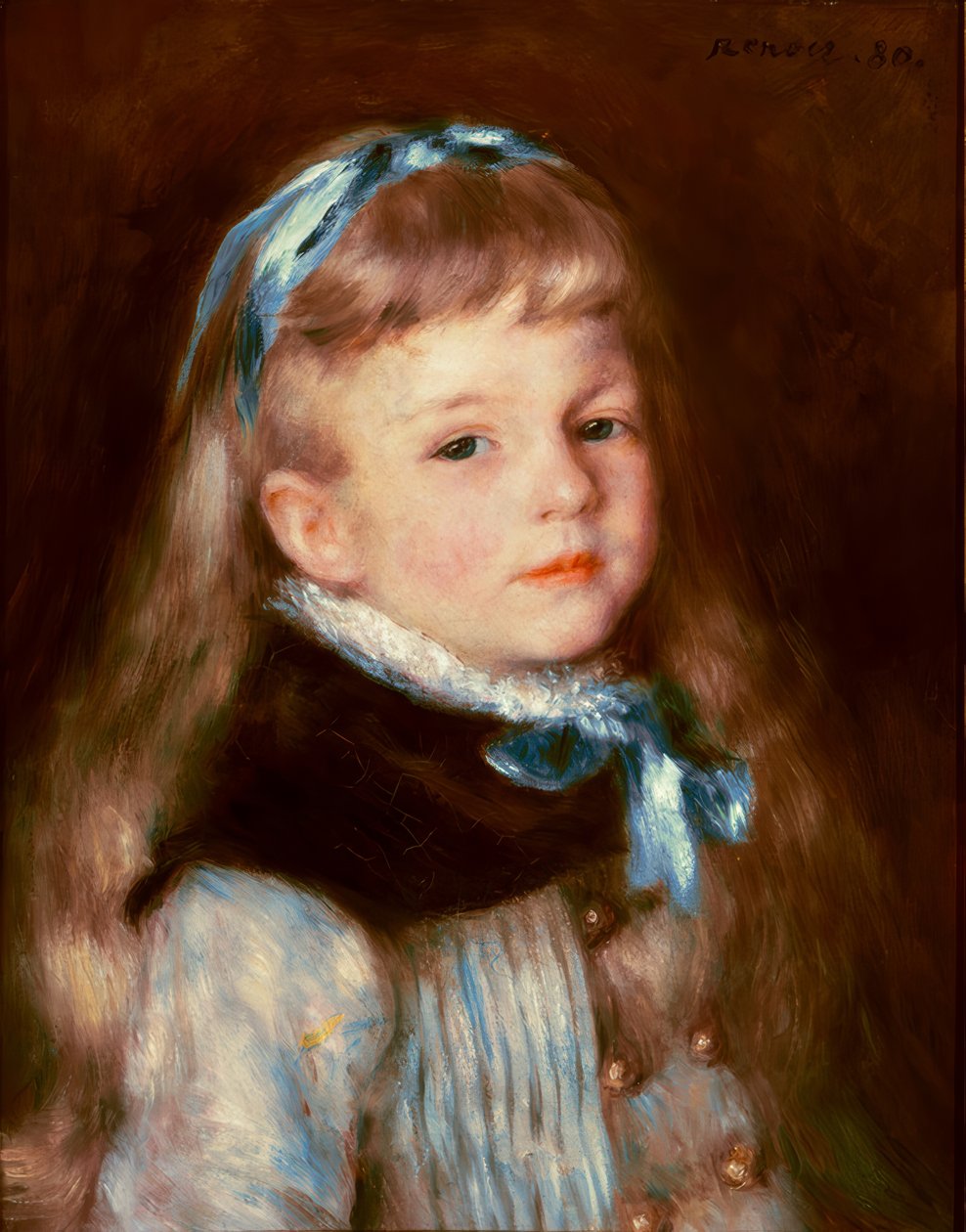 Senhorita Grimprel com fita azul de Pierre Auguste Renoir