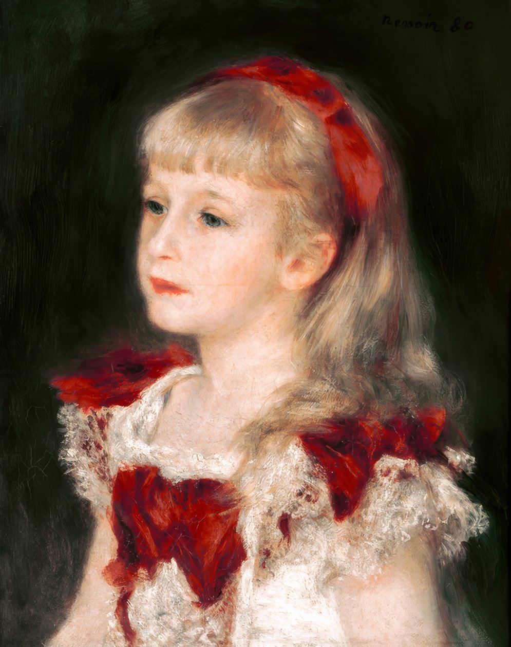 Senhorita Grimprel com a fita vermelha de Pierre Auguste Renoir